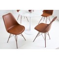 Designová hnědá jídelní židle Scandinavia z eko kůže v moderním stylu 85cm