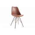 Designová hnědá jídelní židle Scandinavia z eko kůže v moderním stylu 85 cm