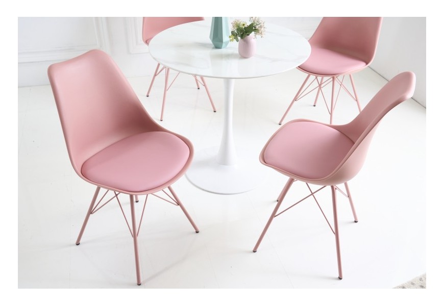 Designová jídelní židle Scandinavia s čalouněním z eko-kůže růžová 85cm