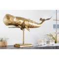 Designová zlatá dekorativní socha velryby Moby z kovové slitiny