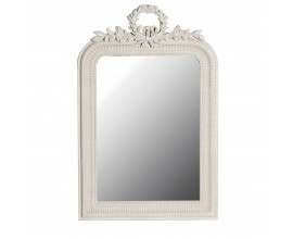 Rustikální nástěnné zrcadlo Albine s dřevěným vyřezávaným rámem šedobílé barvy 102cm