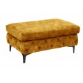 Moderní sametová taburetka Modern Barock v hořčicové barvě s chesterfield prošíváním 92cm