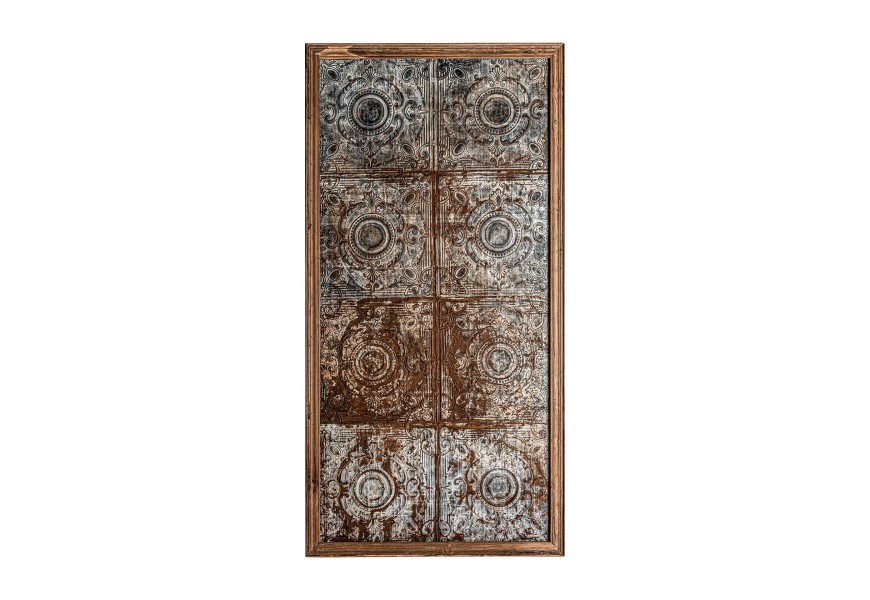 Exkluzivní etno nástěnná dekorace Severus ze dřeva hnědé barvy s výraznou patinou 246cm