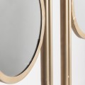 Art deco designový paravan Adria z kovu zlaté barvy a dvěma kruhovými zrcadlovými plochami 220cm