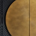 Luxusní art-deco příborník Labena černý z mangového masivu se zlatou kovovou podstavou a dvířky ve tvaru kruhu 203cm