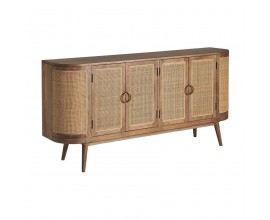 Př&iacute;born&iacute;k Lostan ve skandin&aacute;vsk&eacute;m stylu z mangov&eacute;ho hněd&eacute;ho dřeva a ratanov&yacute;m v&yacute;pletem dv&iacute;řek ve světle hněd&eacute; barvě 220cm