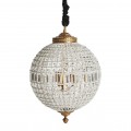 Art deco křišťálový kulatý závěsný lustr Laton s mosazným zdobením 74cm