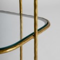 Art-deco glamour příruční stolek Amuny s konstrukcí ve zlaté barvě a čtvercovými deskami ze skla 62cm
