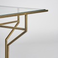 Art-deco luxusní příruční stolek Amuny se železnou tvarovanou konstrukcí ve zlaté barvě a skleněnou deskou 60cm