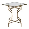 Designový zlatý příruční stolek Amuny v art deco stylu s železnou konstrukcí v atypickém tvaru čtvercový