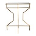 Luxusní art deco příruční stolek Amuny se čtvercovou skleněnou deskou a tvarovanou kovovou konstrukcí zlatý
