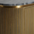 Art deco glamour ovální TV stolek Chamoix ve zlatém provedení s kovovou konstrukcí a černou mramorovou deskou 180cm