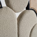 Glamour designové čelo postele Aurelia s boucle čalouněním a ratanovým výpletem 160cm