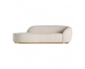 Art deco luxusní sedačka Minneapolis s buklé čalouněním bílé barvy a se zlatou kovovou podstavou