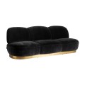 Exkluzivní glamour sedačka Avondale s černým sametovým čalouněním a zlatou podstavou z kovu