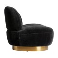 Luxusní art deco čalouněná sedačka Avondale s černým sametovým potahem a zlatou podstavou 233cm
