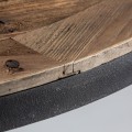 Masivní vintage jídelní stůl Lavia Pine z masivního dřeva s černým kovovým rámem a podstavou kulatý hnědý 120cm
