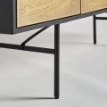 Art deco příborník Mapallo s černou kovovou konstrukcí a mangovým dřevem se zlatou povrchovou úpravou 185cm