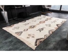 Elegantní obdélníkový koberec Ethno ve stylu etno v béžové barvě z bavlny 230x160cm