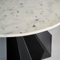 Luxusní art deco konferenční stolek Evarista s černou podstavou a bílou kulatou vrchní deskou z mramoru 80cm
