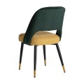 Glamour moderní jídelní židle Celia se zeleno-žlutým potahem a černýma kovovými nohama 90cm