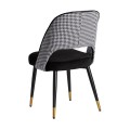 Luxusní glamour jídelní židle Celia s černo-bílým sametovým potahem s kohoutí stopou 89cm