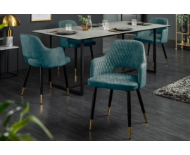 Moderní jídelní židle Decora petrolejově modrá sametová 81cm