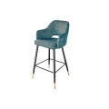 Moderní barová židle Decora sametová petrolejově zelená 104cm