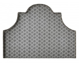 Moderní čalouněné čelo postele Spear s černo-bílým vzorem a mosazným vybíjením 160cm