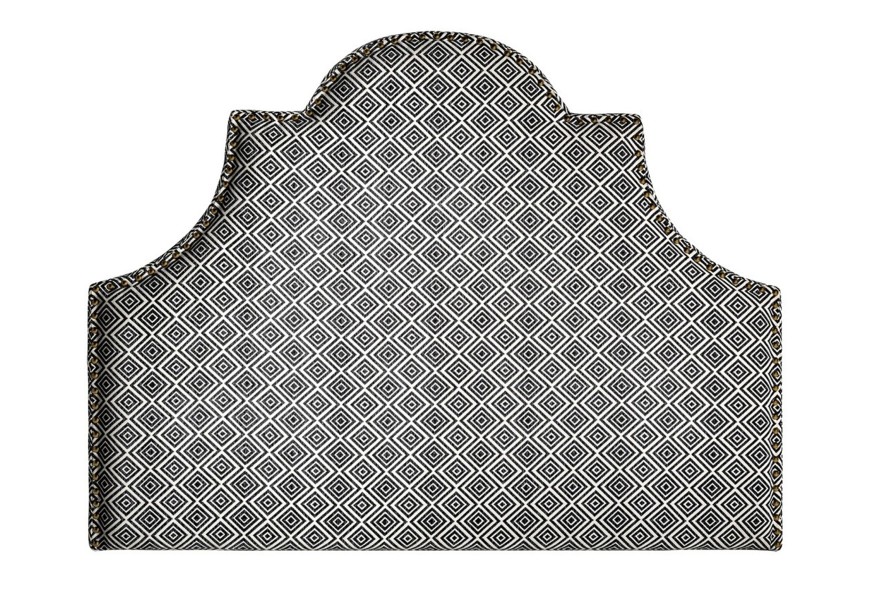 Moderní čalouněné čelo postele Spear s černo-bílým vzorem a mosazným vybíjením 160cm