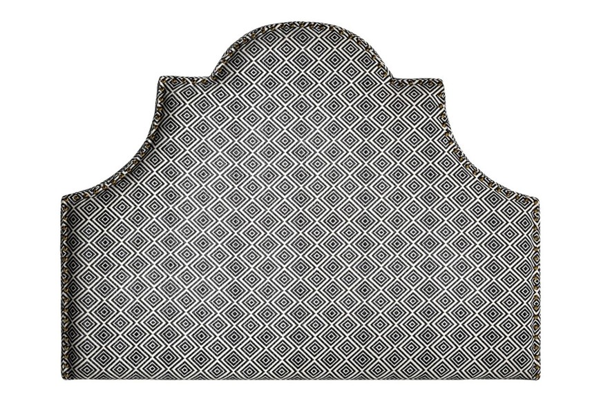 Moderní čalouněné čelo postele Spear s černo-bílým vzorem a mosazným vybíjením 160cm