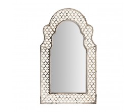 Provence luxusní nástěnné zrcadlo Melisandry s ozdobným rámem z kovu šedé barvy s patinou 130cm
