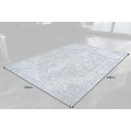 Obdélníkový vintage modrý koberec Mistal z hladké pevné žinylkové bavlny s bílým vzorem 160x230cm