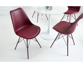 Designová jídelní židle Scandinavia s eko-koženým čalouněním v bordó barvě 85cm