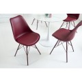 Designová jídelní židle Scandinavia s eko-koženým čalouněním v bordó barvě