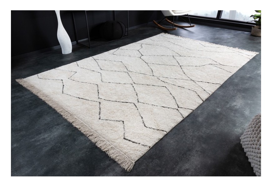 Moderní koberec Hasla se šedým vzorem slonovinově bílý obdélníkový 290cm