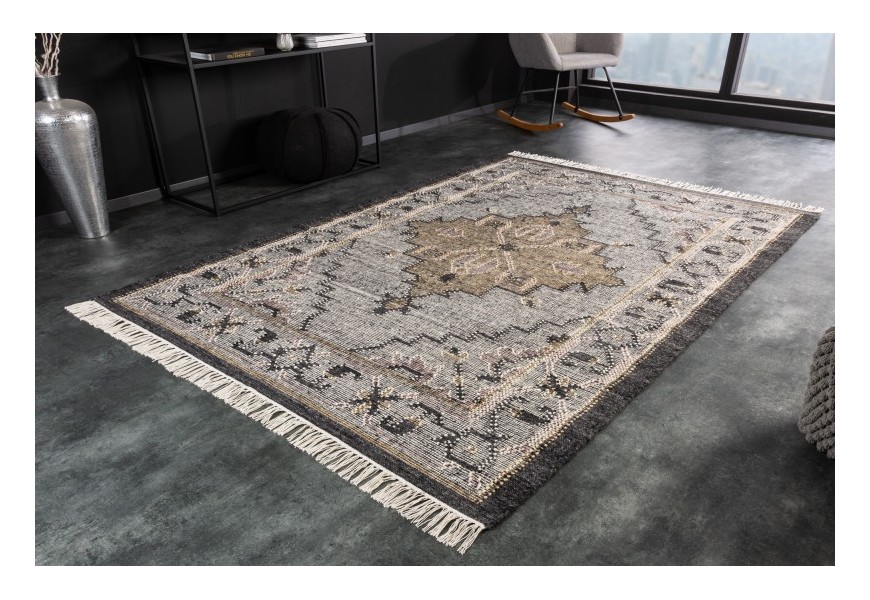 Stylový vlněný vintage koberec Marcello v odstínech hnědé barvy s ornamentálním zdobením 230cm
