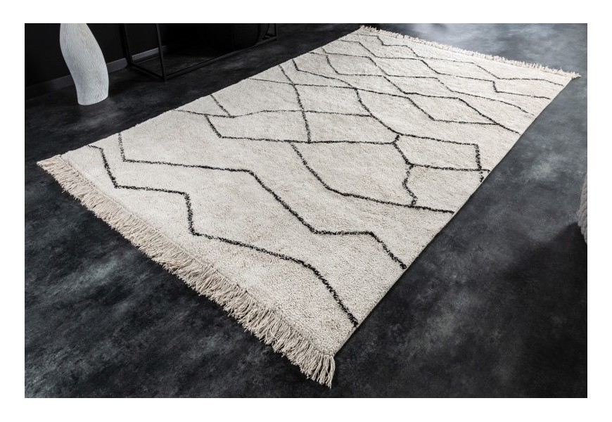 Designový obdélníkový koberec Hasla v moderním slonovinově bílém provedení z bavlny 230cm