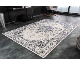 Designový koberec Weya bavlněný ve vintage stylu se vzorem v šedo-modré barvě