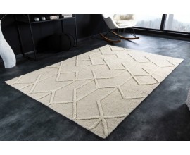 Elegantní obdélníkový koberec Monami krémové barvy s geometrickým reliéfním vzorem 230cm
