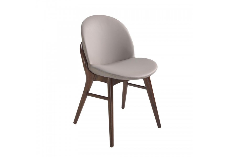 Luxusní jídelní židle Vita Naturale čalouněná ekokůží v elegantní norkové barvě z masivního dřeva v ořechovém hnědém provedení