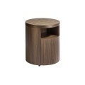 Designový noční stolek Vita Naturale z ořechové dýhy kulatý hnědý