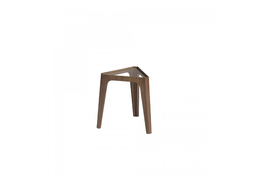 Designový trojúhelníkový příruční stolek Vita Naturale hnědý s konstrukcí z ořehové dýhy