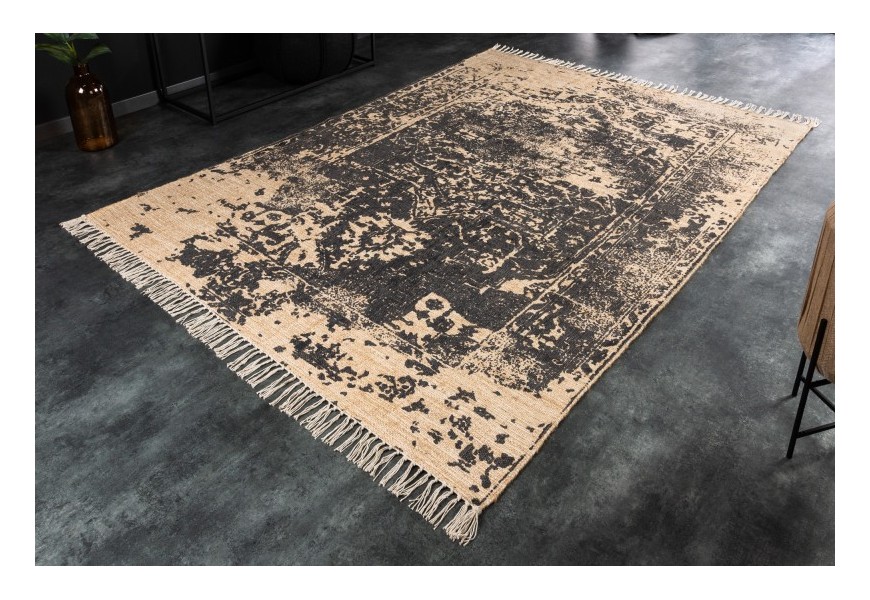 Vintage koberec Betriell v béžové barvě s šedým nepravidelným vzorovaným potiskem ve tvaru obdélníku 160x230cm