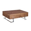Obdélníkový konferenční stolek Vita Naturale v moderním dřevěném provedení s chromovými nožičkami