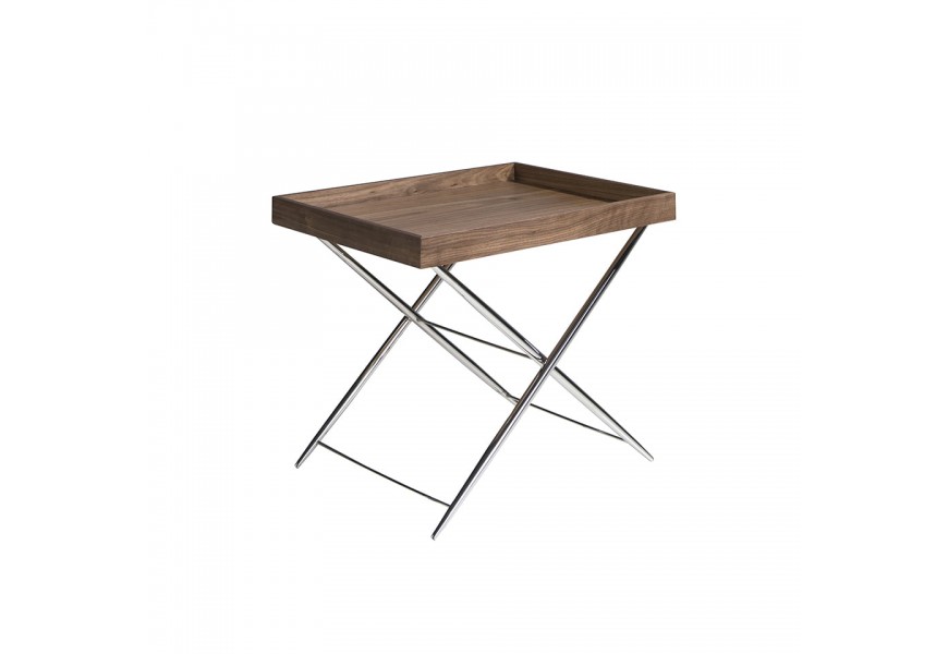 Minimalistický designový příruční stolek Vita Naturale s vrchní deskou z ořechového dřeva