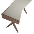 Vrchní deska psacího stolu Vita Naturale ze dřeva s lesklým perleťově šedým lakem