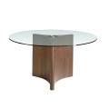 Luxusní kulatý jídelní stůl Vita Naturale ze dřeva a skla 150cm