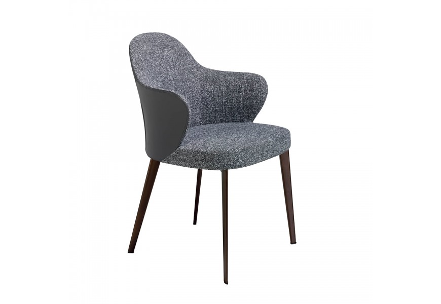 Moderní jídelní židle Vita Naturale kombinující eko-kožené a textilní čalounění v šedé barvě