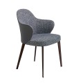 Moderní jídelní židle Vita Naturale kombinující eko-kožené a textilní čalounění v šedé barvě